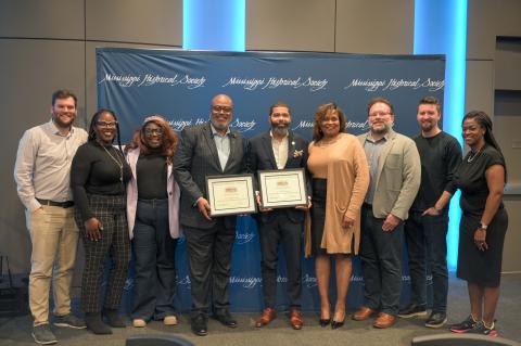 Award of Merit - City of Jackson and Visit Jackson for organizing the city's bicentennial. Accepting are Jackson Mayor Chokwe Lumumba, Visit Jackson CEO Rickey Thigpen, David Lewis, and staff.