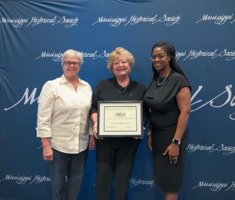 Outstanding Local Historical Society Award - Historic Ocean Springs Association. Accepting are Susan Gulledge and Melanie Allen.