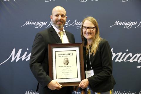 Outgoing president Will Bowlin with incoming president Rebecca Tuuri