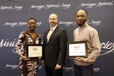 Award of Merit - Coahoma Collective StoryWorks for their work on a living history documentary play entitled “Beneath an Unknown Sky,” which highlights the importance of the Freedmen’s Bureau and Black leaders during Reconstruction. Accepting are Amana Wallace and Charles Coleman.
