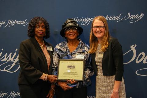 Award of Merit - Monroe County Rosenwald Schools Initiative for preserving the story of Rosenwald Schools. Accepting are Earnestine Metcalf and Vyllorya Evans.