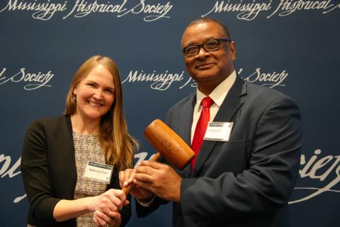 Outgoing president Rebecca Tuuri passed the gavel to incoming president Roscoe Barnes.